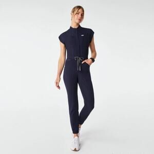 Figs Rafaela Cargo Scrub Jumpsuit XS Womens Blue Medical Office Hospital
